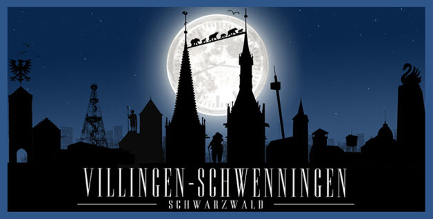 Moon-River-Villingen-Schwenningen-Münstertürme-Neckartower-Schwan-Skyline-Narro-Romäus-Scherenschnitt-individuell-Wohnzimmer