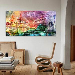 Hamburg Collage Moin WAndbild Hamburg im Panorama Format im Wohnzimmer
