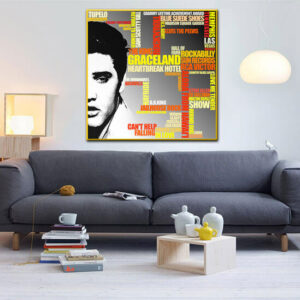 Typografisches-Wandbild-Collage-Begriffe-Elvis-Presley-Begriffe-Individuell-Leinwand-Kunstbild-bestellen-Wohnzimmer
