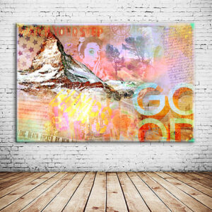 Matterhorn-Wandbild-Collage-Kunstdruck-XXL-Rahmen-auf-Leinwand-Acrylbild-Holzdruck-Ansicht-Esszimmer