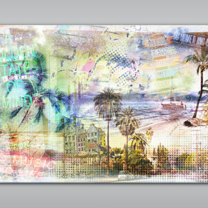 Tag-am-Meer-Strandbild-Collage-individuell-veränderbar-Holzdruck-und-Leinwand-Palmen-Strand