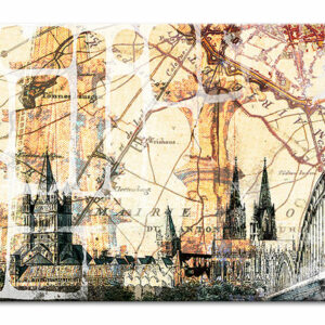 Köln-Collage-Skyline-Altstadt-Dom-Hohenzollernbrücke_historische-Köln-Karte-individuell
