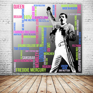 Freddie Mercury Typografie Grafik Quadrat Wandansicht 1