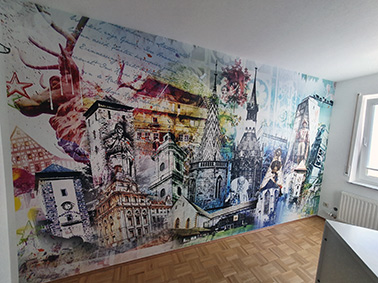 Villingen Collage mit Münster Narro Hirschsprung individuelle Wandtapete