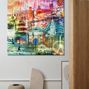 München Collage mit Siegestor und Stachus als individueller Kunstdruck auf Leinwand oder Alu-Dibond bestellen