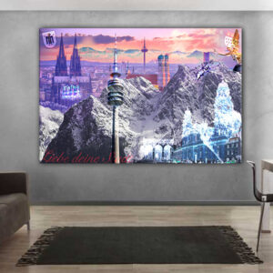 Köln München Leinwand Collage Bild fürs Wohnzimmer