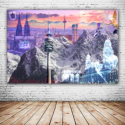 Köln München Leinwand Collage Bild fürs Wohnzimmer