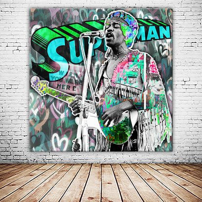 OC_367_Jimi-Hendrix-Superman-Pop-Art-Grafik-Collage-Hendrix-Gitarre-versandkostenfrei-Voransicht